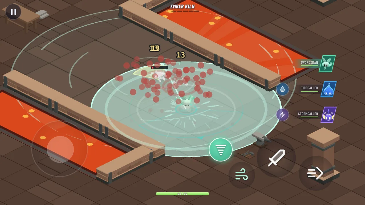 The Swordsman draws enemies into a cyclone inside a ring of wind