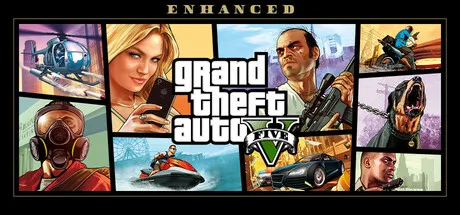 Official Grand Theft Auto V commercial edition title artwork